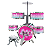 Instrumento Musical Infantil Bateria Rock Star Rosa - Imagem 1