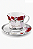 Jogo Xícara Café Cafezinho 60 ml Carmim Porcelana Floral - Imagem 1