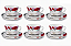 Jogo Xícara Café Cafezinho 60 ml Carmim Porcelana Floral - Imagem 2