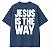 Camiseta Azul Oversized Preta Jesus The Way - Imagem 1