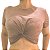 Blusa Cropped Feminina Nó Torcido Malha Suede Nude - Imagem 1