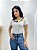 Blusa Feminina Off White Com Flores em Crochê Viscolycra - Imagem 3