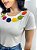 Blusa Feminina Off White Com Flores em Crochê Viscolycra - Imagem 2