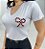 Blusa Feminina Branca Bordada Laço De Strass Viscolycra - Imagem 2