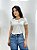 Blusa Feminina Off White Bordado Flores Handmade Viscolycra - Imagem 2