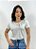 Blusa Feminina Off White Bordado Flores Handmade Viscolycra - Imagem 3