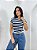 Blusa Feminina Maria Listra Azul Viscolycra - Imagem 3