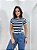 Blusa Feminina Maria Listra Azul Viscolycra - Imagem 2