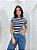 Blusa Feminina Maria Listra Azul Viscolycra - Imagem 4