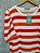 Blusa Feminina Listra Laranja Manga Com Prega Viscolycra - Imagem 1