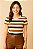 Blusa Feminina Listra Azul e Marrom Viscolycra - Imagem 1