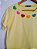 Blusa Feminina Algodão Amarela Com Aplicação de Corações em Crochê - Imagem 3