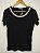 Blusa Feminina Preta Com Bordado de Pérolas Sortidas na Gola Viscolycra - Imagem 5