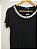 Blusa Feminina Preta Com Bordado de Pérolas Sortidas na Gola Viscolycra - Imagem 4