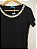 Blusa Feminina Preta Com Bordado de Pérolas Sortidas na Gola Viscolycra - Imagem 3