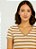 Blusa Feminina Decote V Listra Bege Viscolycra - Imagem 2