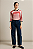 Blusa Feminina Listra Vermelha com Azul Marinho Manga 7/8 - Imagem 2