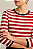 Blusa Feminina Listra Vermelha com Azul Marinho Manga 7/8 - Imagem 1