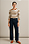 Blusa Feminina Listra Bege com Caramelo Manga 7/8 - Imagem 2