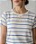 Blusa Feminina Listra Azul Viscolycra Com Linho - Imagem 1