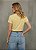 Blusa Feminina Amarela Com Flores em Crochê e Bordado Viscolycra - Imagem 3