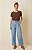 Blusa Feminina Marrom Com Flores em Crochê Viscolycra - Imagem 2
