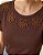 Blusa Feminina Marrom Com Flores em Crochê Viscolycra - Imagem 1