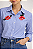 Camisa Listrada Manga Longa Bordada - Imagem 1
