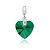 Berloque de Prata Pingente Coração Cristal Swarovski Verde Esmeralda - Imagem 1