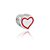 Berloque de Prata Coração Listra Vermelha - Imagem 1