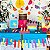 Trilho de mesa Azul com barrado off white e bordado colorido – 0,45 x 1,45 m - Imagem 2