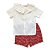 Conjunto Infantil Feminino - Bata e Shorts Estampado Floral Vermelho - Imagem 1