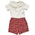 Conjunto Infantil Feminino - Bata e Shorts Estampado Floral Vermelho - Imagem 2