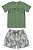 Conjunto Masculino Camiseta e Bermuda Microfibra Folhas - Imagem 1