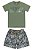 Conjunto Infantil Masculino Camiseta e Short Microfibra Verde - Tam 2 - Imagem 2