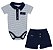 Conjunto Infantil Masculino Body com Shorts Marine Marinho - Imagem 1