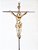 Crucifixo de Parede Cruz Cromada e Cristo Dourado. 28X17cm - Imagem 1