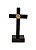 Crucifixo de Mesa em Madeira. Medalha São Bento e Cristo em Metal. Verniz Alto Brilho. 8cm - Imagem 2
