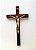 Crucifixo de Parede em Madeira. Cristo em Metal. Verniz Alto Brilho. 23cm - Imagem 2