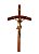 Crucifixo de Parede. Cristo em Metal Ouro Velho, Madeira Curvada. 33cm - Imagem 1