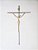 Crucifixo de Parede. Estilizado Cromado e Cristo Dourado. 22cm - Imagem 2