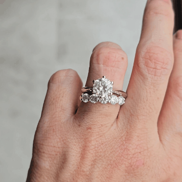 Anel Solitário Moissanite Prata925 8mm - Imagem 3