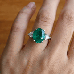 Anel Prata925 Esmeralda Fusion Oval - Imagem 2