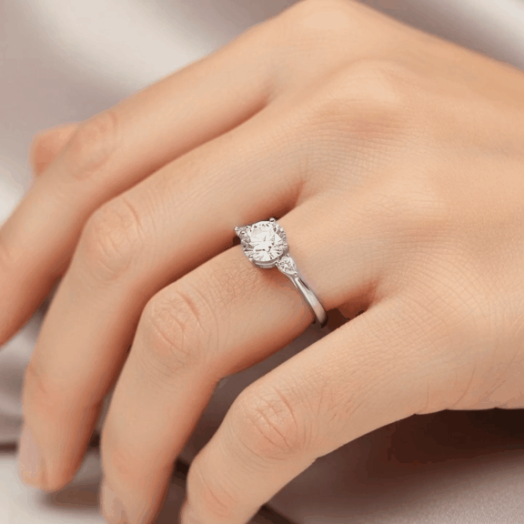 Anel Solitário Tri Moissanite Prata925 - Imagem 4