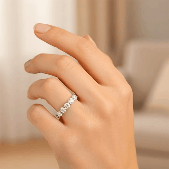 Anel Moissanite Meia Aliança 3mm Prata925 - Imagem 2