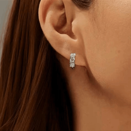 Brinco Argolinha Moissanite 3mm Prata925 - Imagem 4