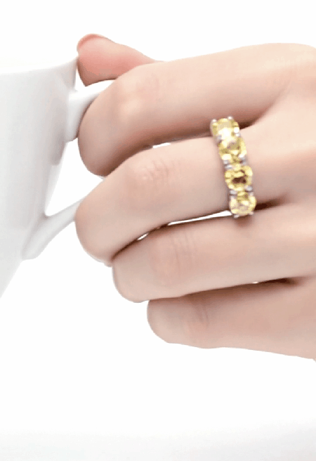 Anel Meia Aliança Yellow Fancy 5mm Prata925 - Imagem 3