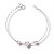 Pulseira de Prata Três Corações Rosa Bebê - Imagem 1