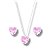 Conjunto de Prata Coração Rosa Bebê Zircônia - Imagem 1