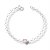 Pulseira de Prata Elo de Corações e Coração Rosa - Imagem 1